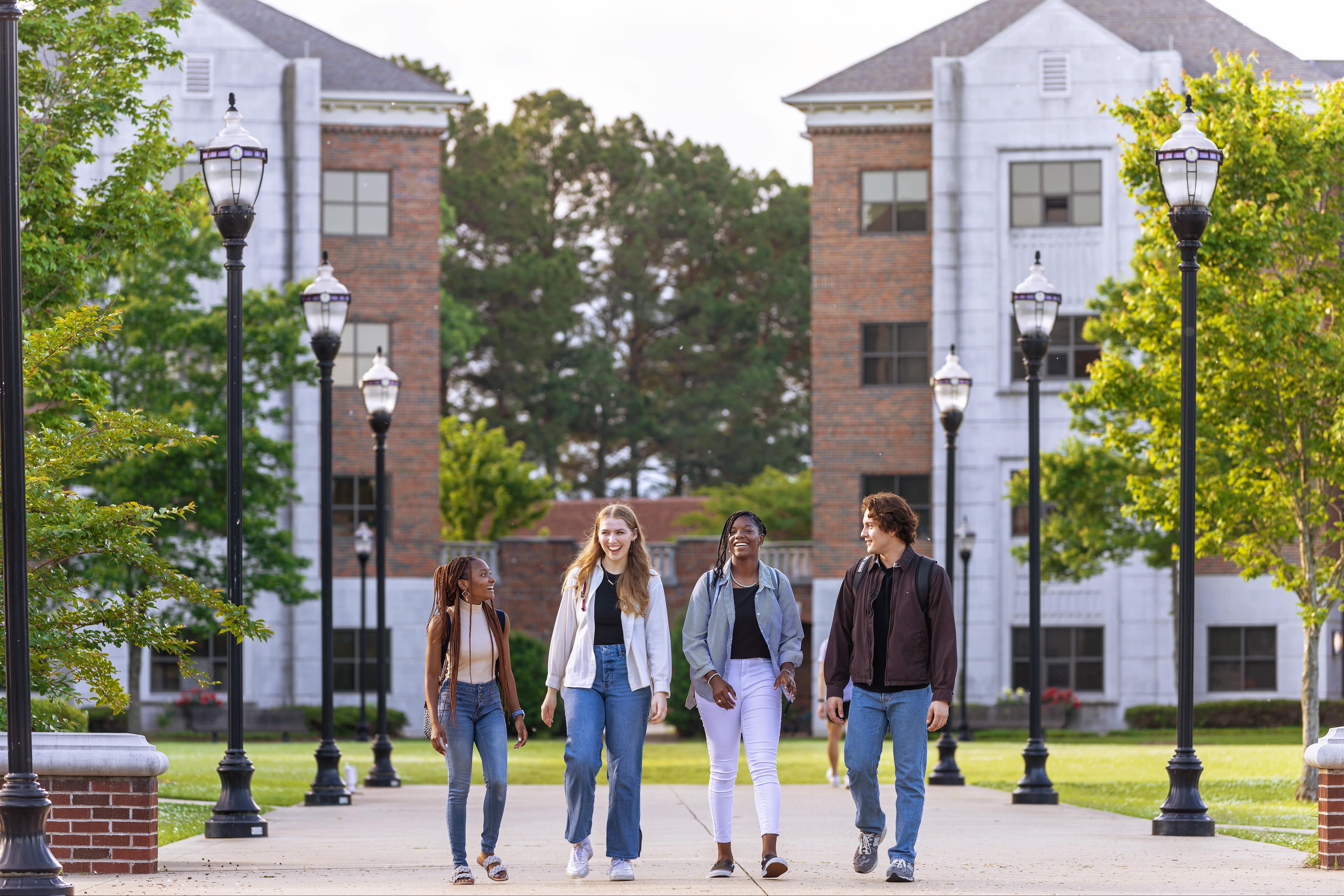 students on bridge