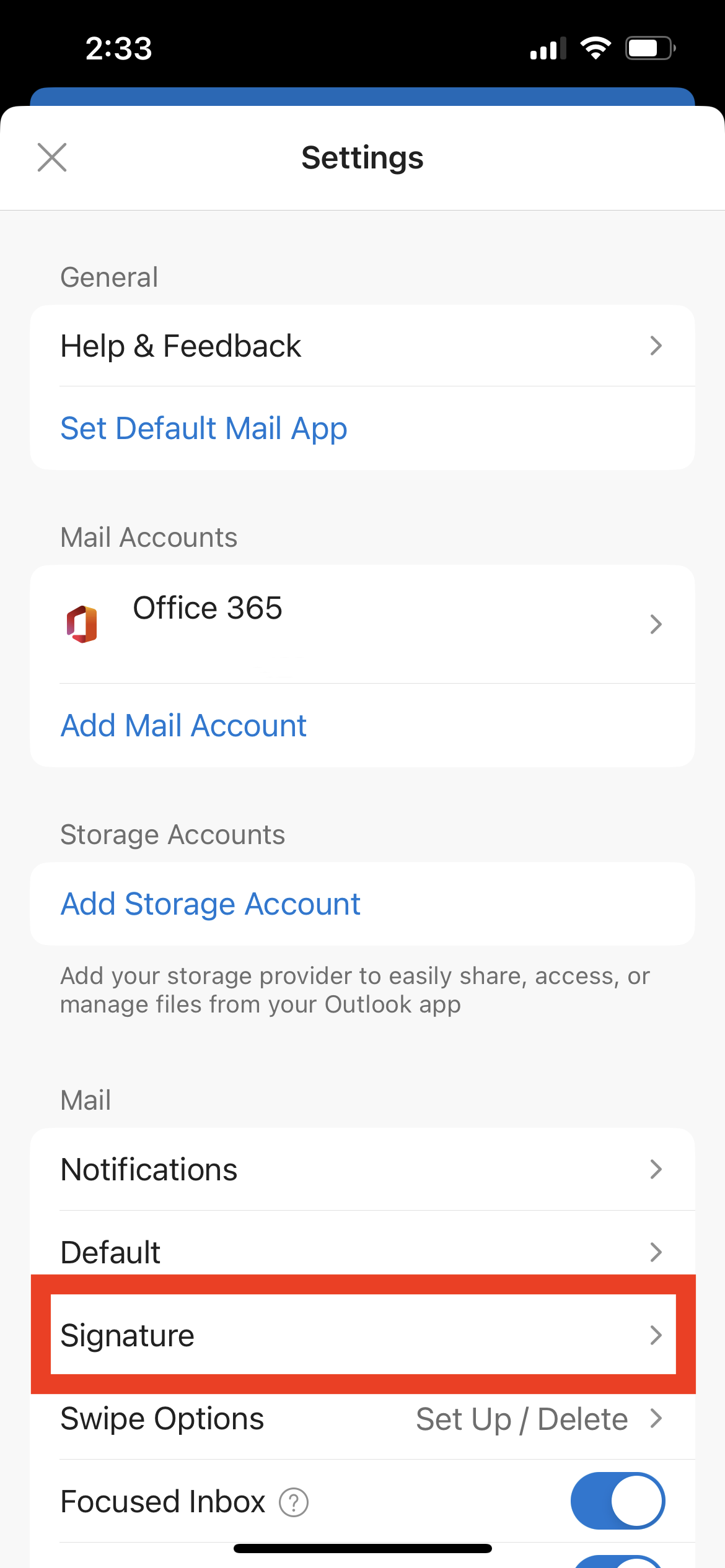 outlook mobile step 2