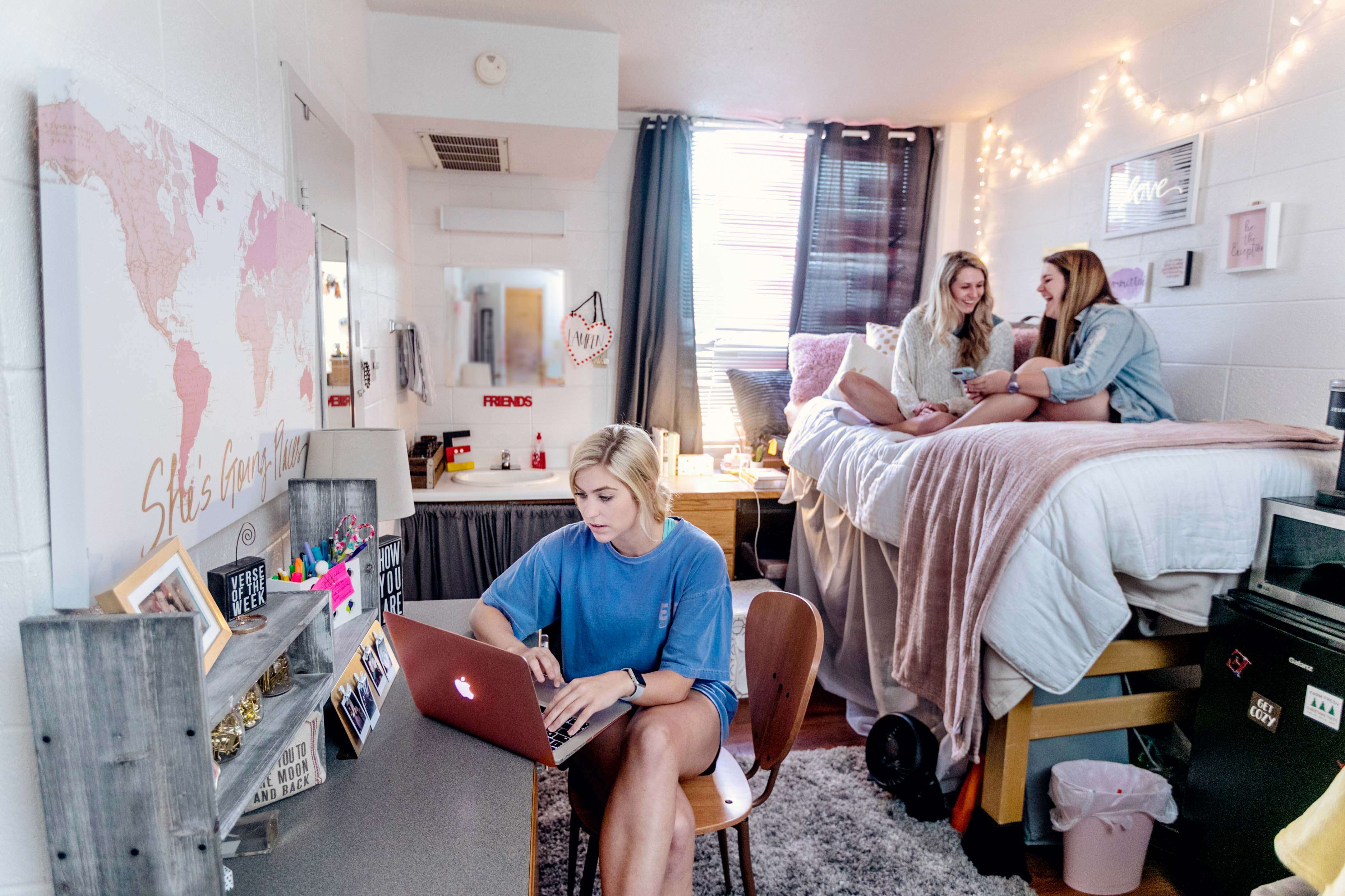 female students in dorm