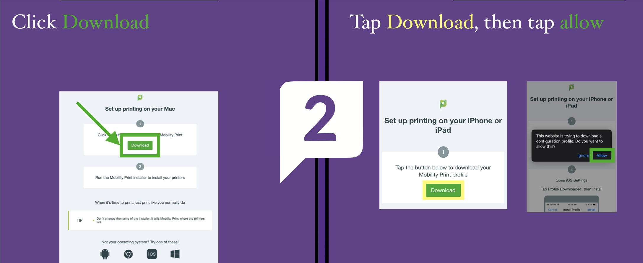 Set up download for mobility print