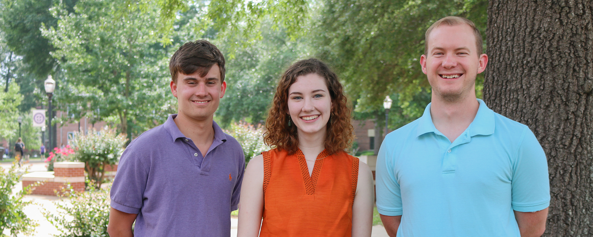 Griffin Peeples, at left, was named top Academic Achiever at Ouachita’s recent Academic Awards Banquet. Sara “Cat” Williams and Ben Lange-Smith were recognized as Outstanding Senior Woman and Man, respectively.