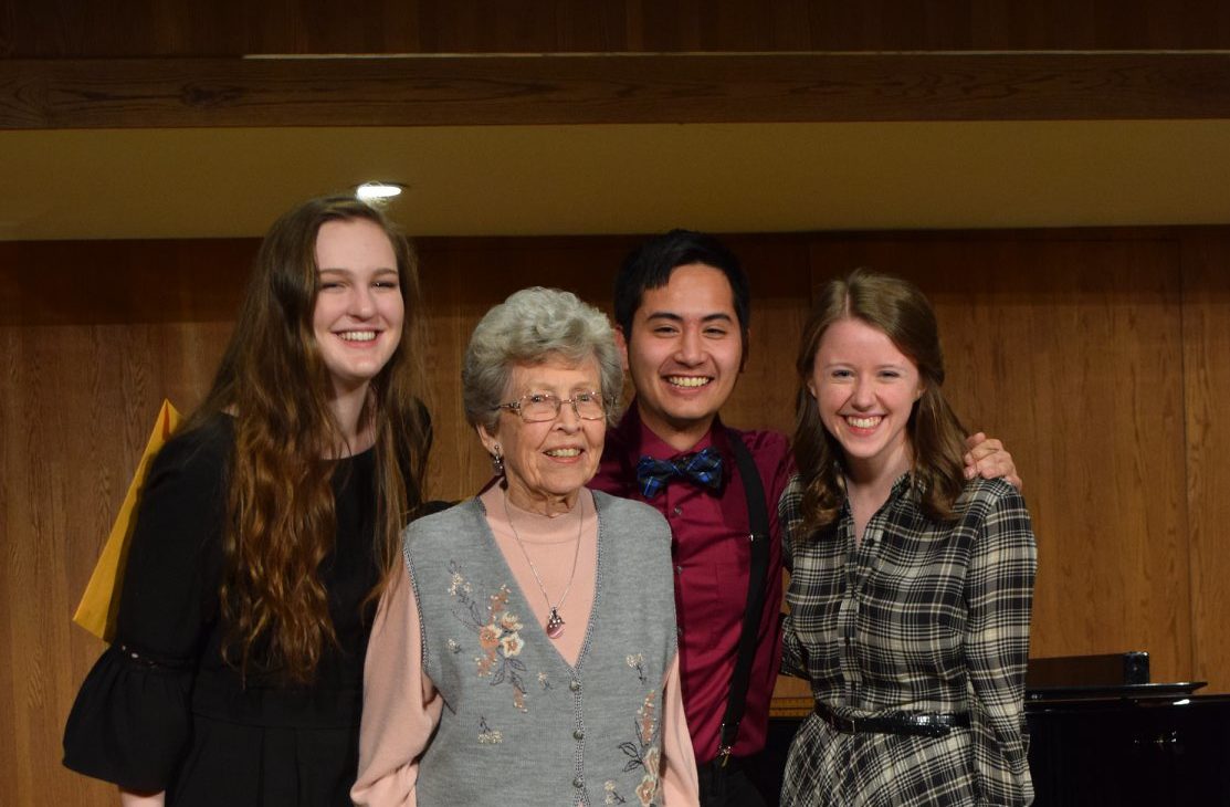 The annual McBeth Concerto Competition features students’ instrumental performances. Pictured (from left) are third place winner Morgan Taylor, sponsor of the competition Mrs. Mary McBeth, first place winner Richie Blosch and second place winner Sierra Westberg.