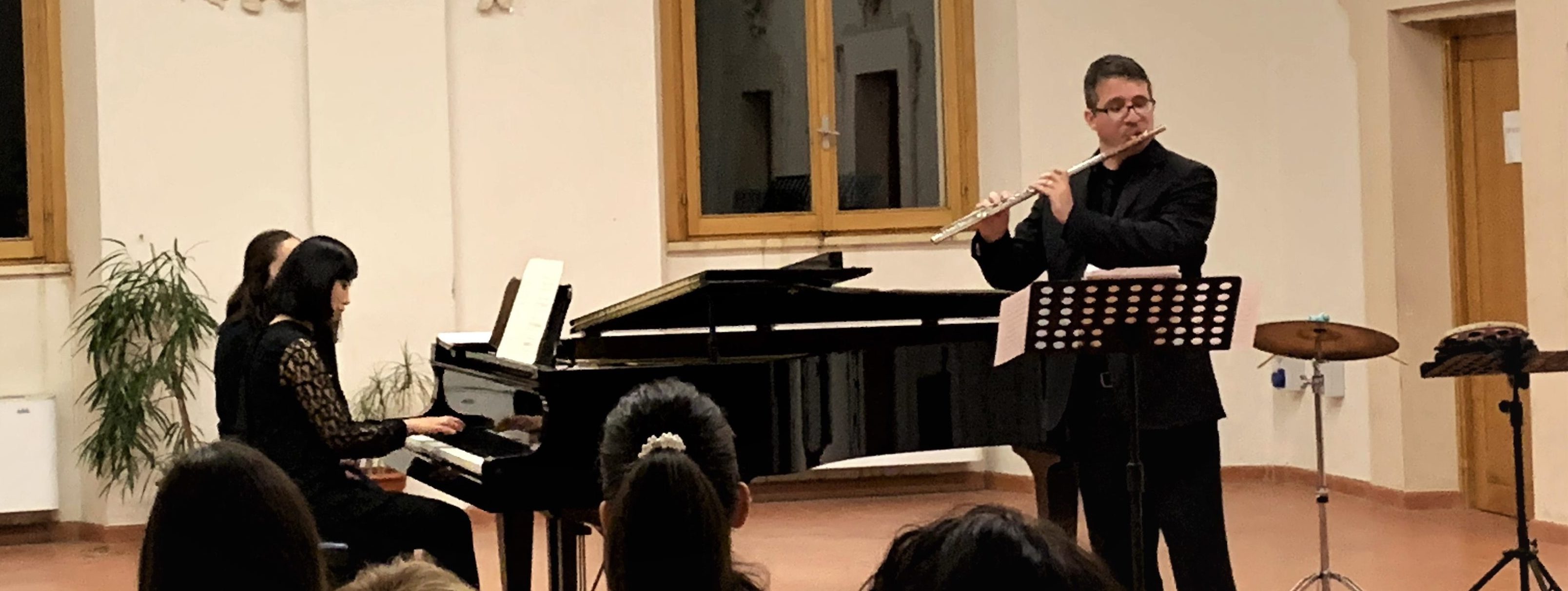 Ouachita professors Dr. Mary Chung (on piano) and Dr. Carlos Feller (on flute) perform at the International Flute Workshop’s opening recital in Ferentino, Italy. Chung and Feller also taught private lessons, workshops and coached rehearsals for the festival, held May 15-21 in Roccasecca.