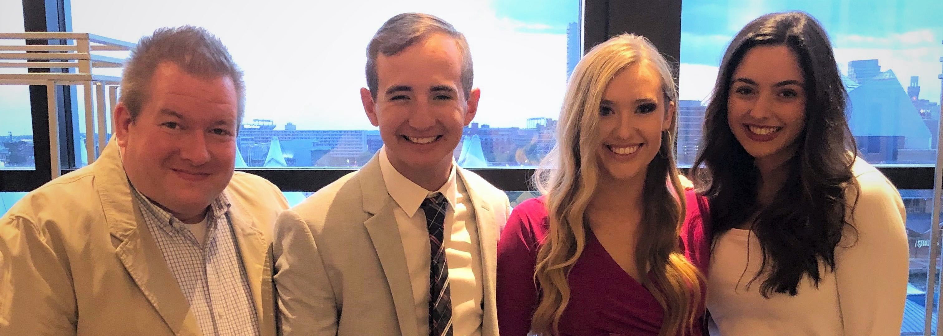 The Ouachita Student Foundation (OSF) earned the recognition of Outstanding Student Advancement Organization at the 2019 CASE ASAP national conference, held Aug. 1-3 in Baltimore. (From left) OSF director Jon Merryman and student leadership Mason Woolbright, Selby Tucker and Addy Goodman were present to accept the award.