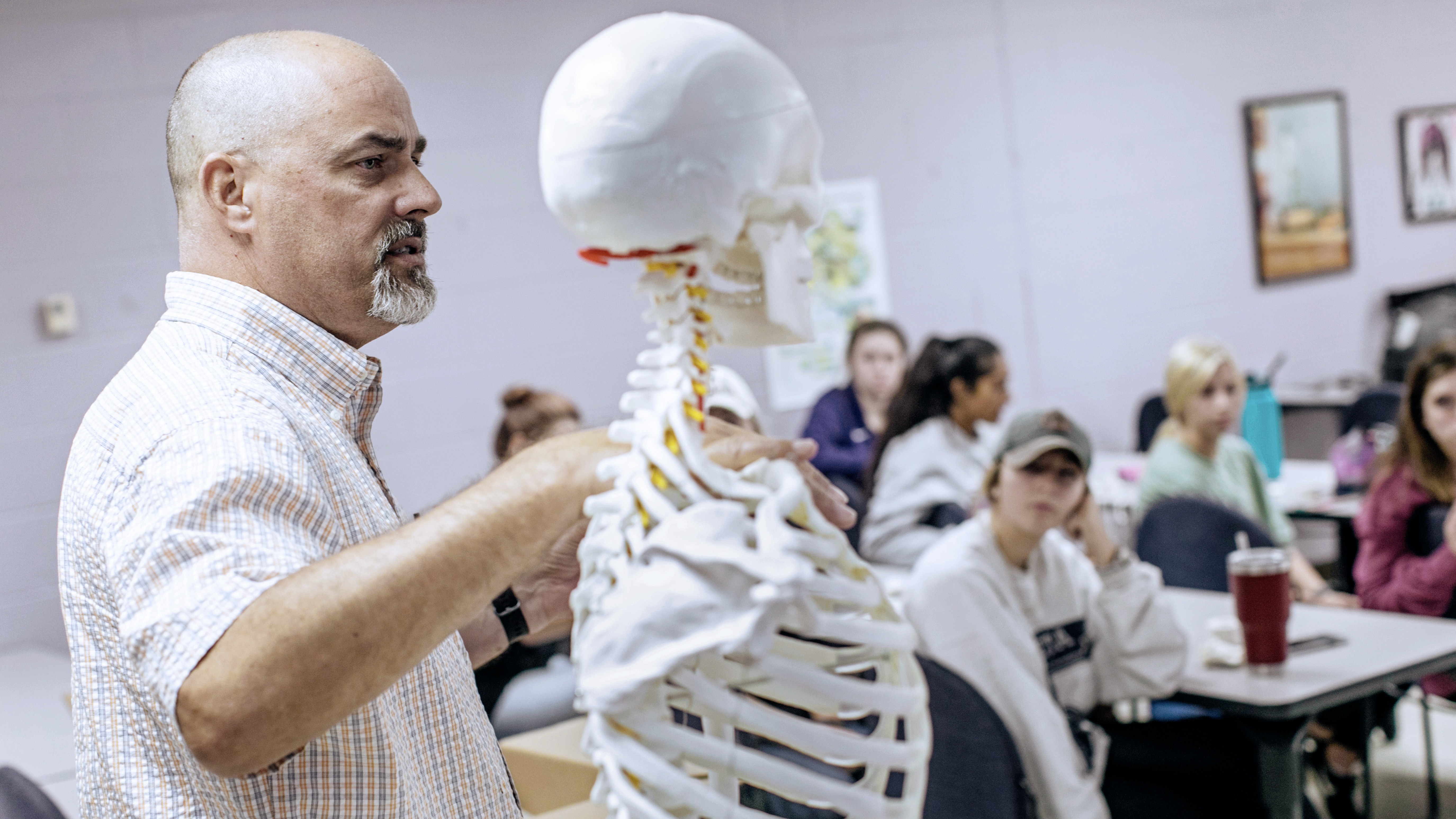 Dr. Terry DeWitt teaches a kinesiology class at Ouachita Baptist University