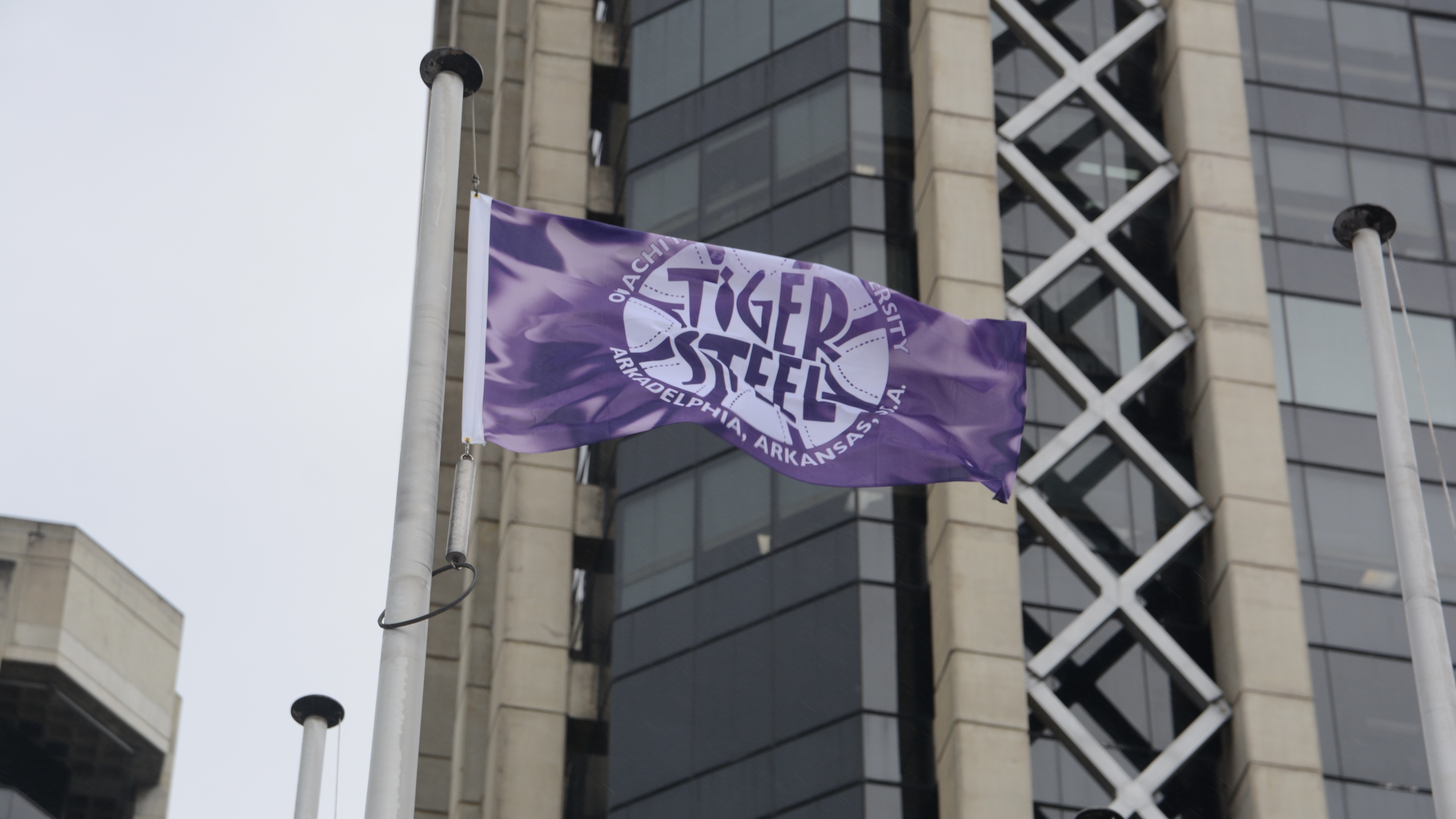 The flag of Tiger Steel flies in Trinidad