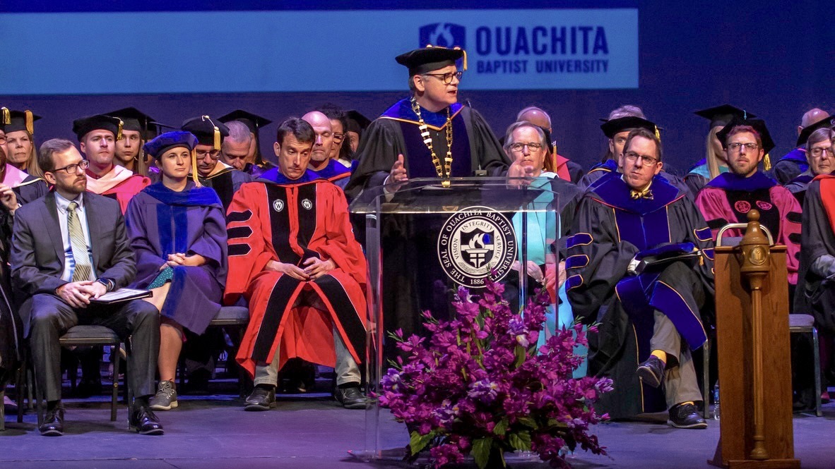 Dr. Ben Sells delivers a Convocation address at Ouachita Baptist University