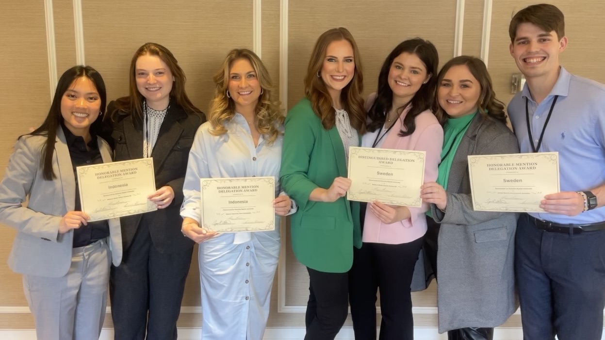 Ouachita Baptist University's 2023 delegates to the Midwest Model United Nations