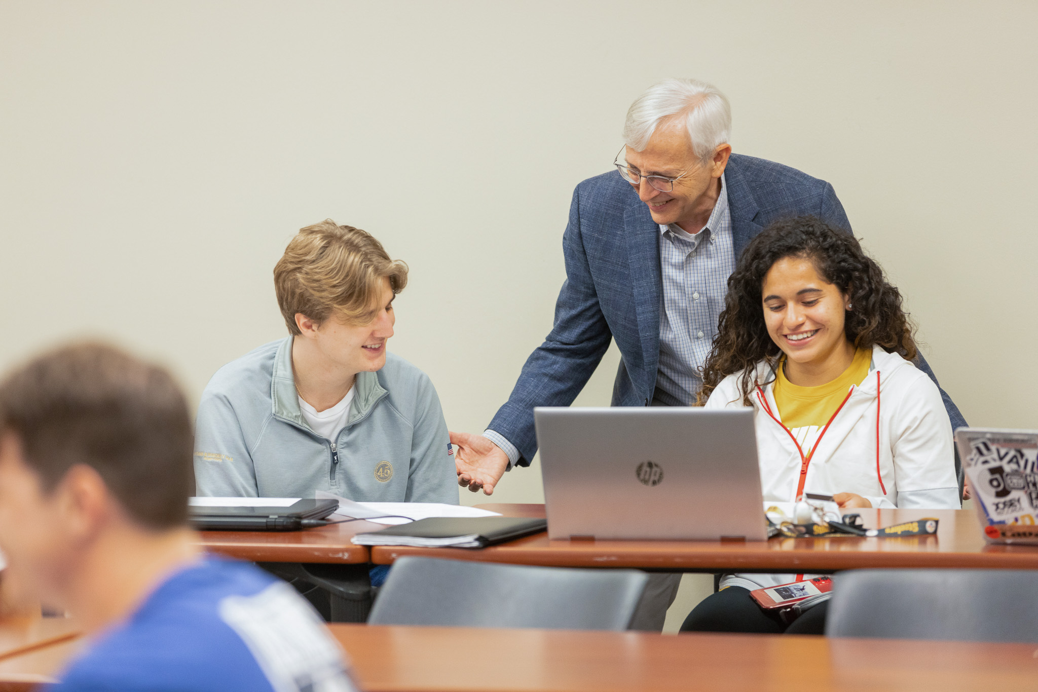 English professor with students